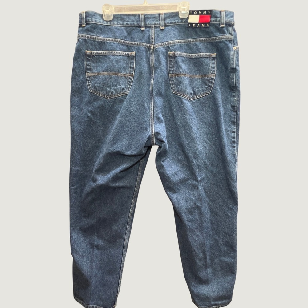 VTG Tommy Hilfiger Tommy Jeans Mens 42x30 Blue Denim Relaxed Straight Leg Pants